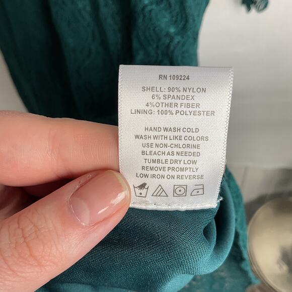 Indigo Soul Paisley Three Quarter Sleeve Asymmetrical Lace Tunic Teal XLarge NWT - Picture 7 of 10